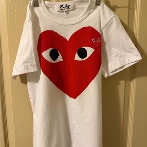 Comme des Garcons PLAY White Tee with Red Heart Graphic